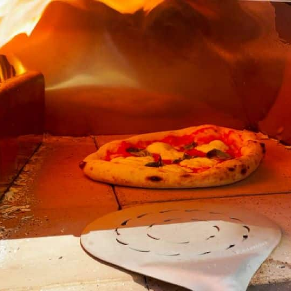 Pizza Party® Pizzone 70 x 90 ξυλόφουρνος πίτσας για 4 πίτσες — πυρίμαχη πέτρα