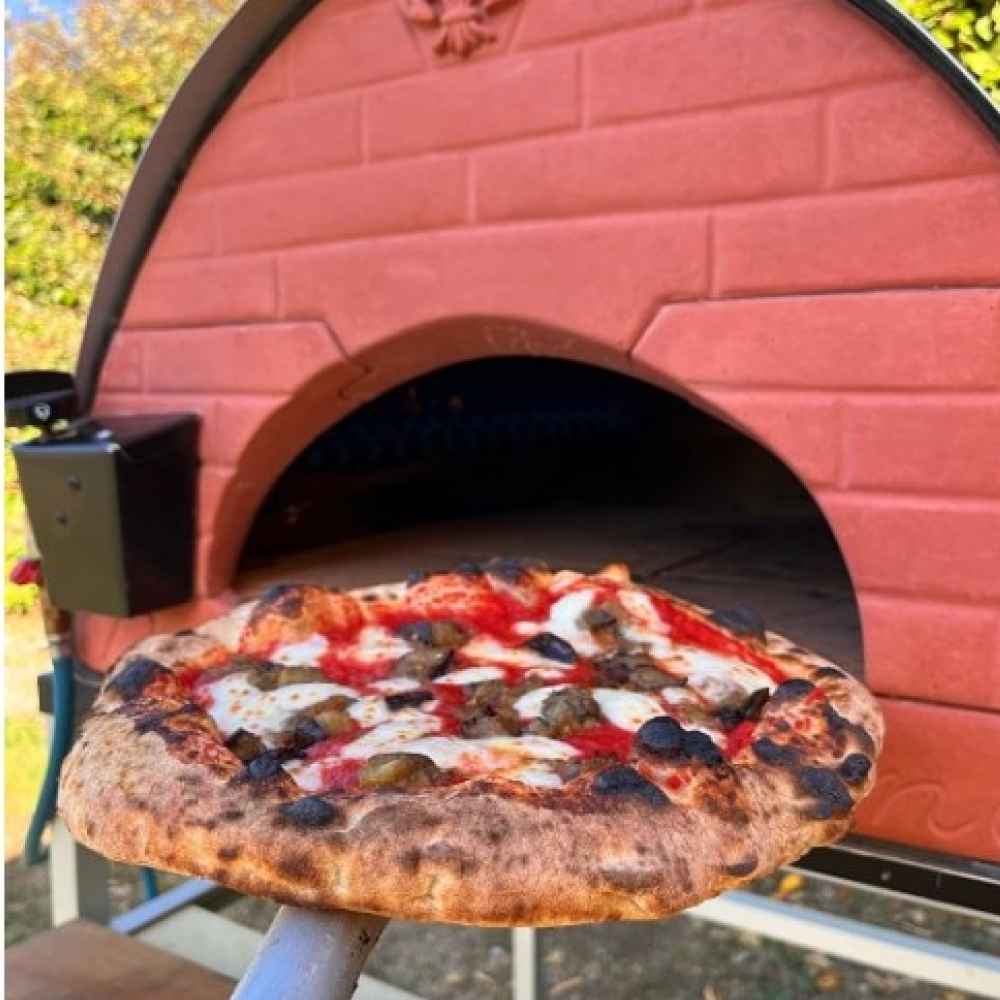 Pizza Party® Bollore φούρνος πίτσας ξύλου και υγραερίου για 2 πίτσες — πυρίμαχη πέτρα