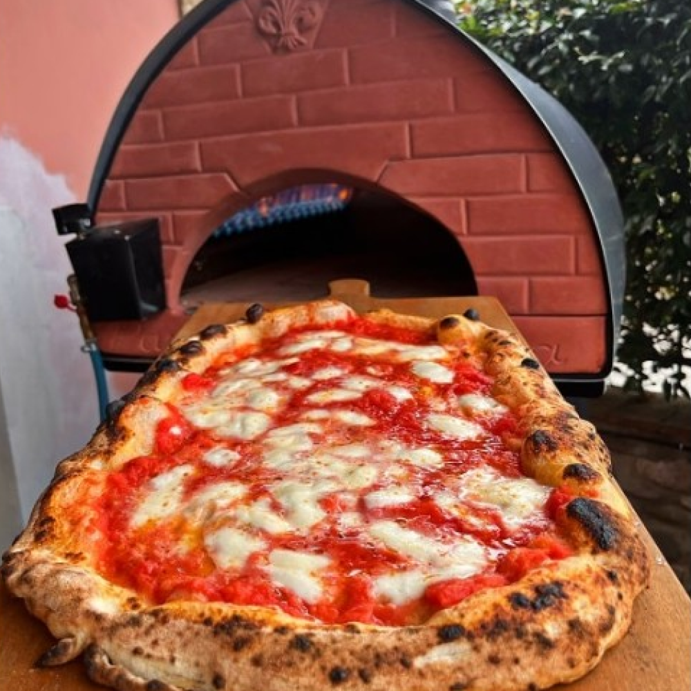 Pizza Party® Bollore φούρνος πίτσας ξύλου και υγραερίου για 2 πίτσες — πυρίμαχη πέτρα