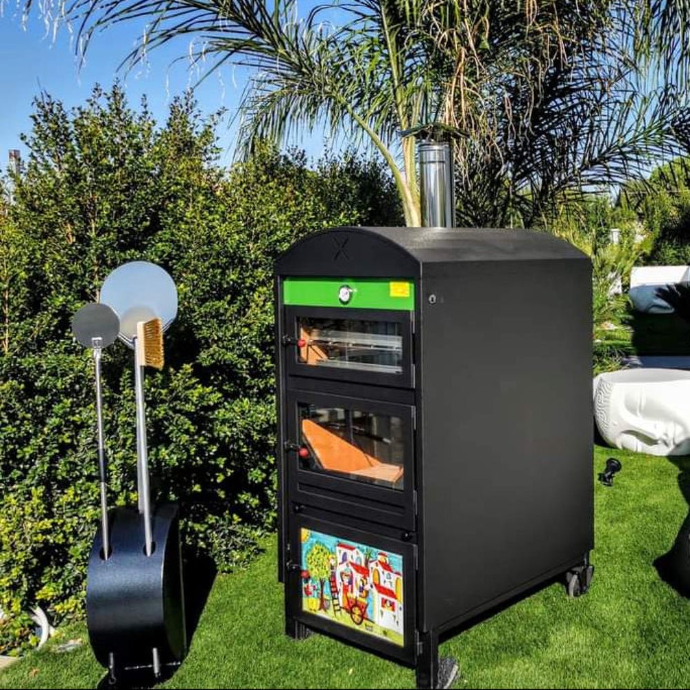 Edil Planet Forni® Forno Della Nonna ξυλόφουρνος με πόρτα διπλού τζαμιού — πλήρες πακέτο αξεσουάρ / χωρίς καμινάδα