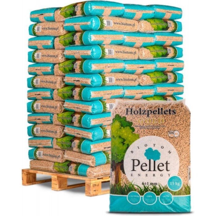 PELLETS BIOTOM – 100 % ξύλο κωνοφόρων με πιστοποίηση EN+ A1 – 70 σάκοι των 15 kg